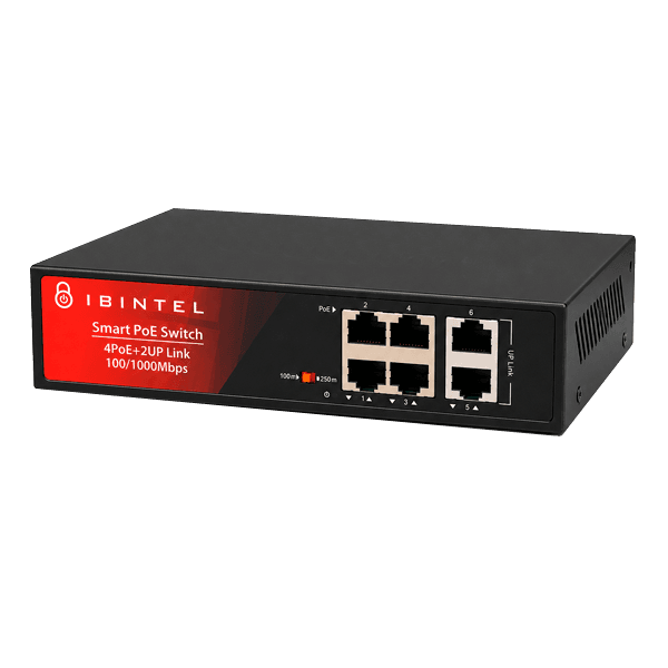 Switch 4 puertos gigabit poe + 2 puertos uplink
