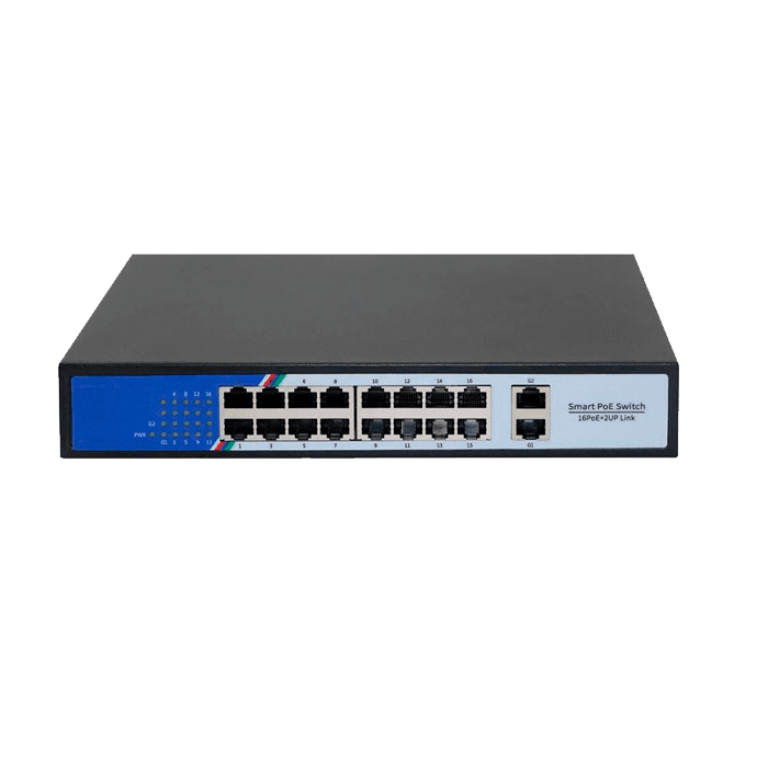 Switch 16 puertos poe gigabit + 2 puertos uplink