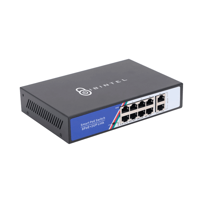 Switch 8 puertos poe 10 100Mbps + 2 puertos uplink