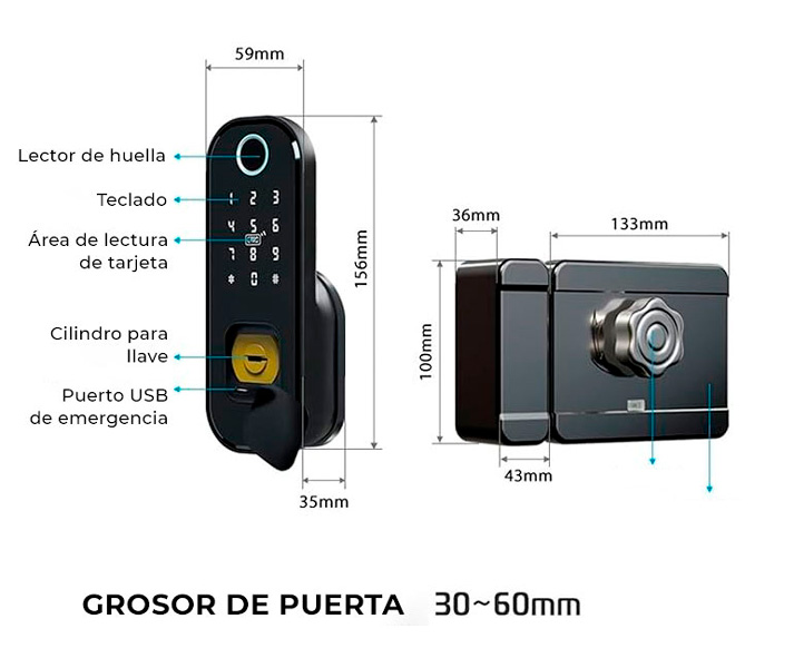 funcionalidad de Cerradura inteligente exterior gema