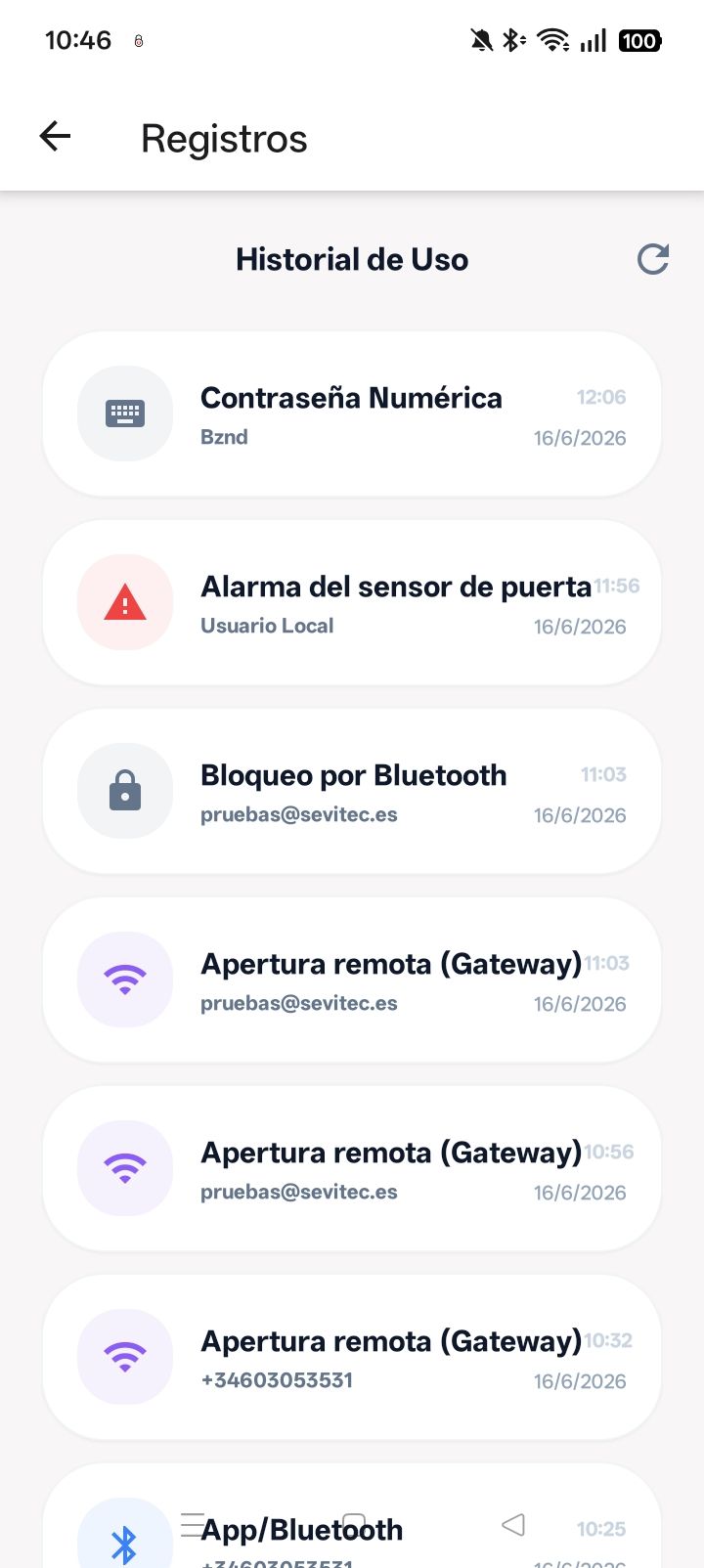 Pantalla de Registros